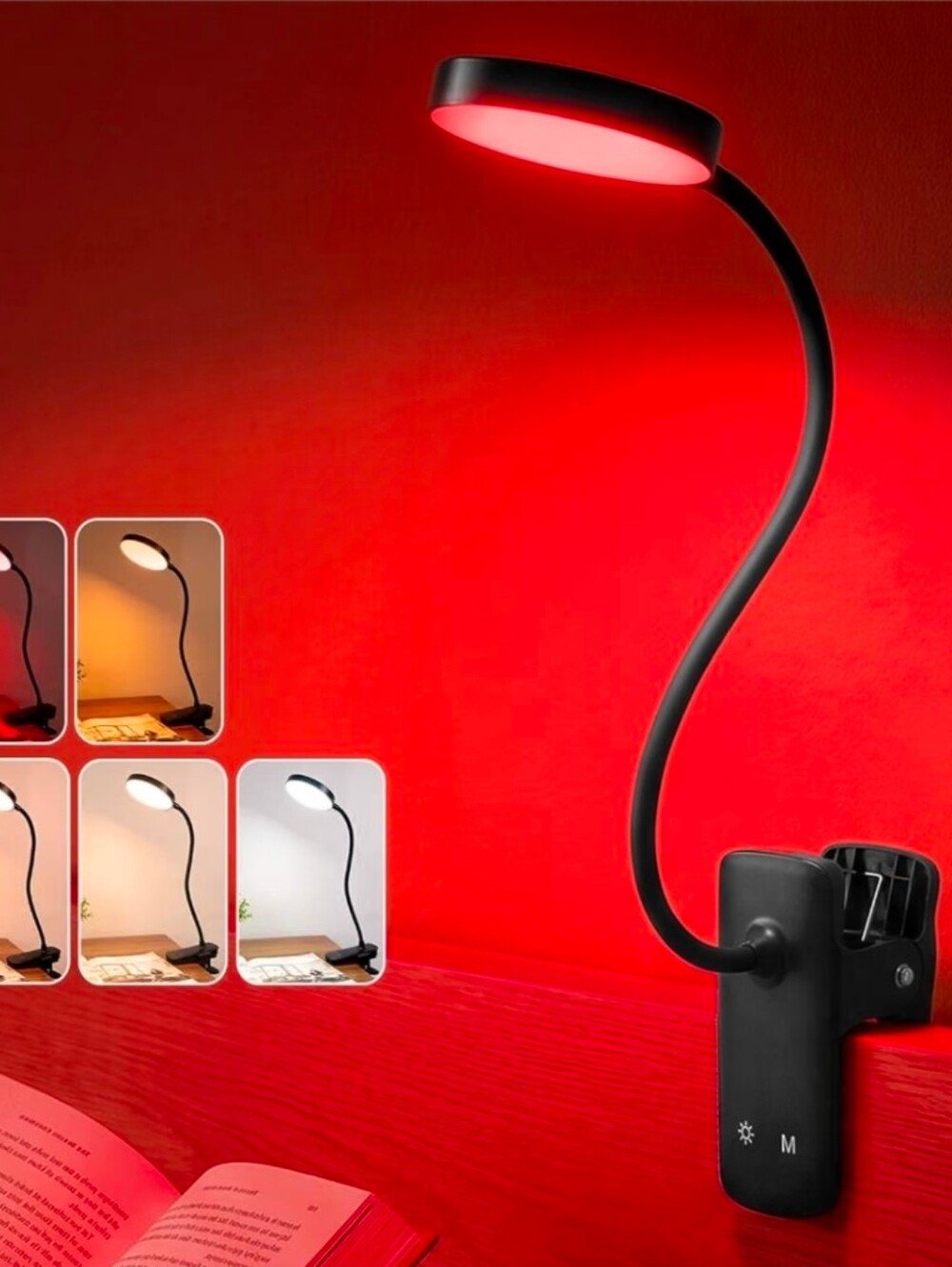 Bright LED Clip On Reading Light | 5 Color&Brightness Modes | NEW IN BOX |